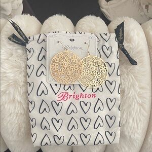 Brighton Gold Tone Floral Disc Earrings